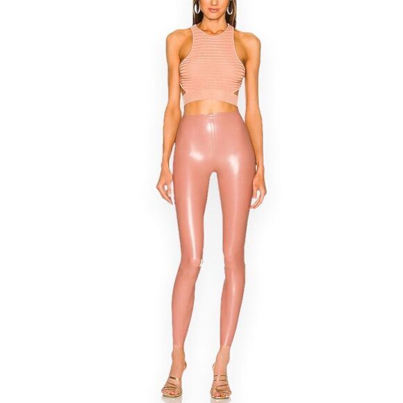 Michael‎ Costello x REVOLVE Wyatt Latex Pant in Cafe Creme L - Picture 1 of 6